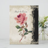 Barockstil Vintage Rose Schwarz an Creme Lace Einladung (Stehend Vorderseite)
