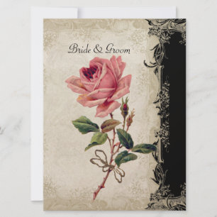 Barockstil Vintage Rose Schwarz an Creme Lace Einladung