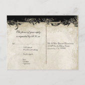 Barockstil Vintage Rose Schwarz an Creme Lace Einladungspostkarte (Rückseite)