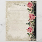 Barockstil Vintage Rose Schwarz an Creme Lace Flyer (Hinten)