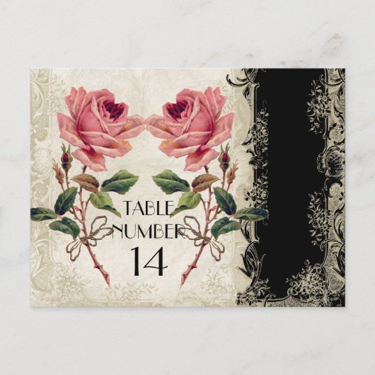 Barockstil Vintage Rose Schwarz an Creme Lace Postkarte (Vorderseite)