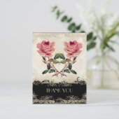 Barockstil Vintage Rose Schwarz an Creme Lace Postkarte (Stehend Vorderseite)