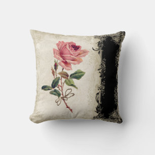 Barockstil Vintage-Rose Schwarz und Creme Spitze Kissen