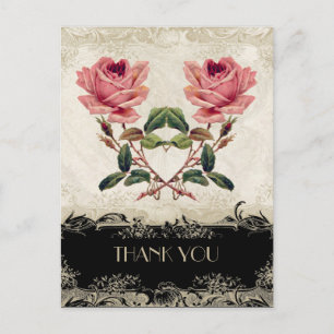 Barockstil Vintage-Rose Schwarz und Creme Spitze Postkarte