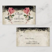 Barockstil Vintage Rose Schwarze Tischnummer Karte (Vorne/Hinten)