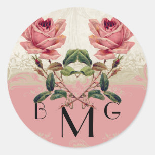 Barockstil Vintage-Rose Spitze Runder Aufkleber