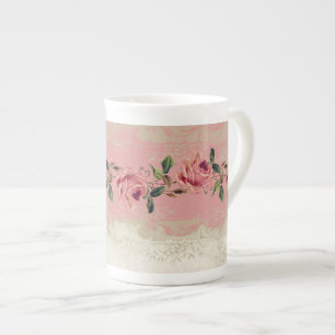 Barockstil Vintage-Rosen-Lace Porzellantasse