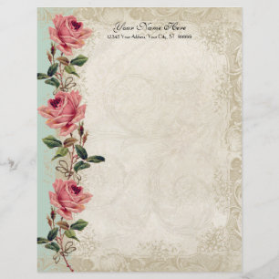 Barockstil Vintage-Rosen-Mint-Creme-Spitze Flyer