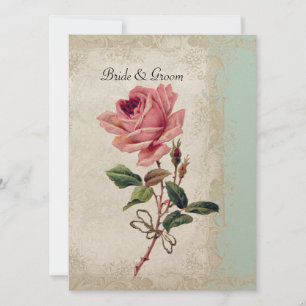 Barockstil Vintage-Rosen-Mint-und-Cream-Spitze Einladung