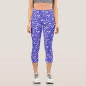 Barocktapete - blaue Blume Capri Leggings (Vorderseite)