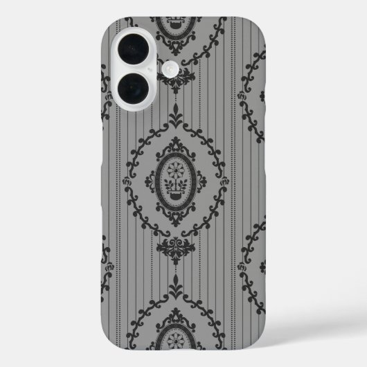 Barocktapete Grau Case-Mate iPhone Hülle (Rückseite)