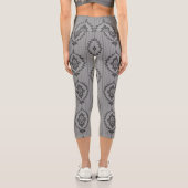 Barocktapete in Grau Capri Leggings (Rückseite)
