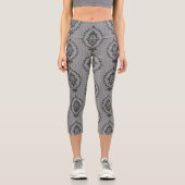Barocktapete in Grau Capri Leggings (Vorderseite)