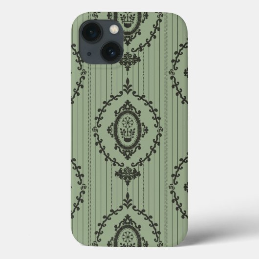 Barocktapete in Grün Case-Mate iPhone Hülle (Rückseite)