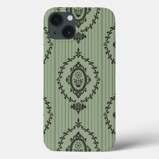 Barocktapete in Grün Case-Mate iPhone Hülle (Rückseite)
