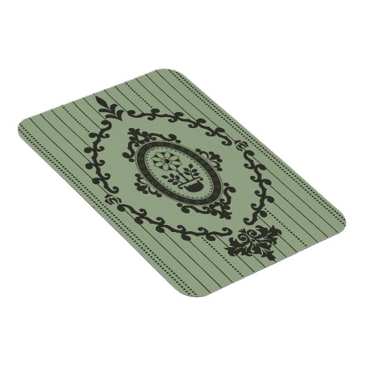 Barocktapete in Grün Magnet (Rechte Seite)