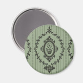 Barocktapete in Grün Magnet (Vorderseite/Rückseite)