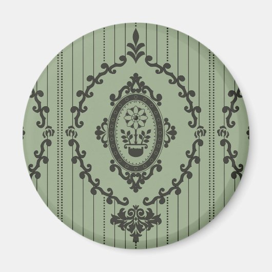 Barocktapete in Grün Magnet (Vorne)