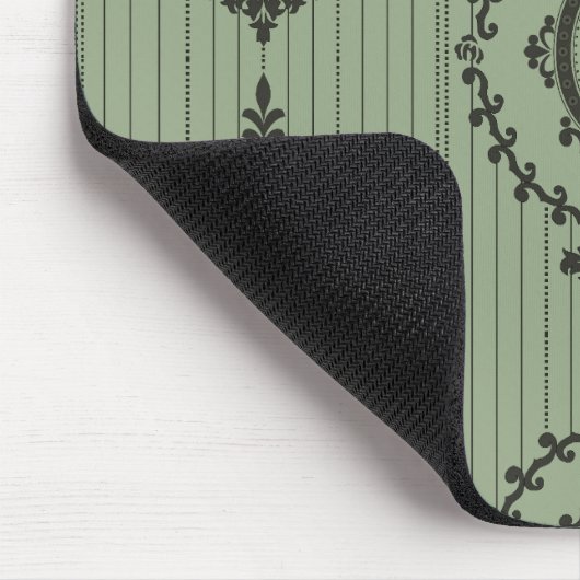 Barocktapete in Grün Mousepad (Ecke)