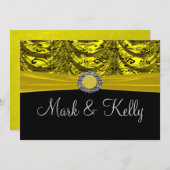 Barockverkündung Gelb und Schwarz Einladung (Vorne/Hinten)