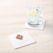 BarockWappen | Begrüßungsempfang für Monogramm Rechteckiger Pappuntersetzer (Vor Ort)