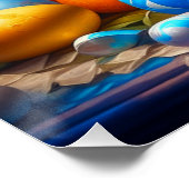 Barockweiße Ostern Bunny mit Eiern Poster (Ecke)