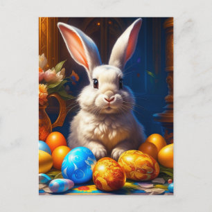Barockweiße Ostern Bunny mit Eiern Postkarte