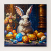 Barockweiße Ostern Bunny mit Eiern Puzzle (Vertikal)