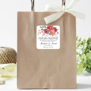 Barokallahu nikah muslim Hochzeit rote Rose Quadratischer Aufkleber