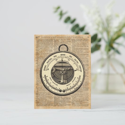 Barometer Vintag Tool Dictionary Art Postkarte (Stehend Vorderseite)