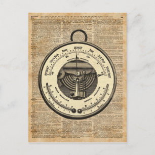 Barometer Vintage-Werkzeug Wörterbuch Kunst Postkarte