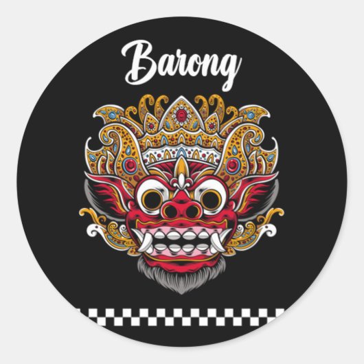 Barong Bali Classic Round Sticker (Vorderseite)