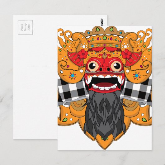 Barong Bali Postkarte (Vorne/Hinten)