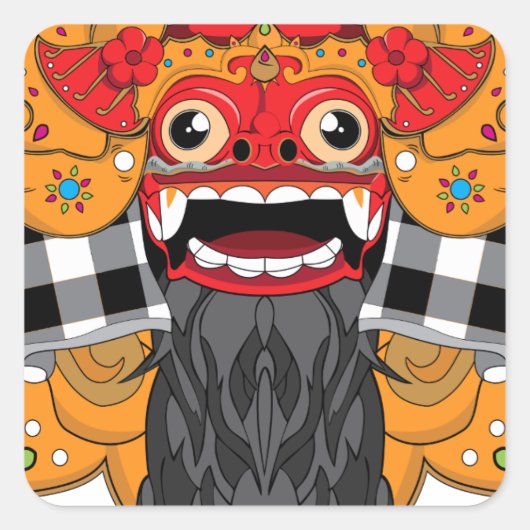 Barong Bali Quadratischer Aufkleber (Vorderseite)