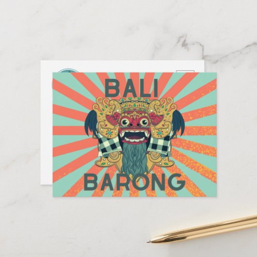 Barong Legacy: Vintage Bali Postkarte (Vorderseite/Rückseite Beispiel)