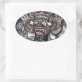 Barong und Rangda Bali Ovaler Aufkleber (Tasche)