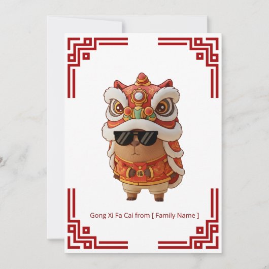 Barongsai Capybara Chinese New Year Karte (Vorderseite)