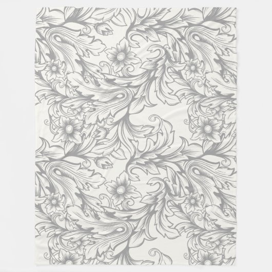 Baroque Acanthus Leaf Gray Fleecedecke (Vorderseite)