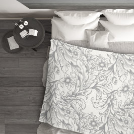 Baroque Acanthus Leaf Gray Fleecedecke