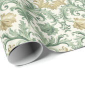 Baroque Acanthus Leaf und Blumenmuster Geschenkpapier (Rolleneckpunkt)