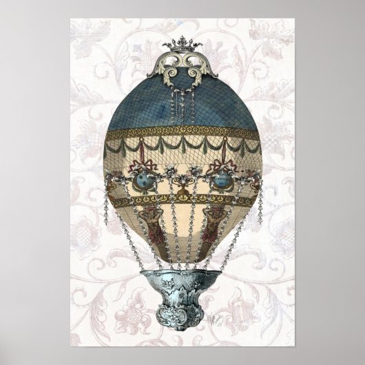 Baroque Balloon Blue & Cream Poster (Vorne)