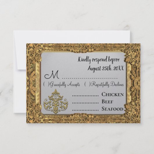 Baroque Barnetcue Formal Beautiful RSVP Card (Rückseite)
