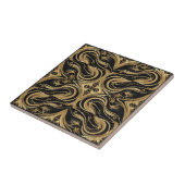Baroque Black and Gold Swirling Ornate Pattern Fliese (Seite)