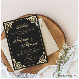 Baroque Black Nikah Islamische Hochzeit Einladung