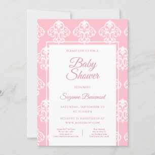 Baroque Boho Pink White Baby Dusche Einladung
