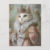 Baroque Cat Royal Portrait Queen Design Postkarte (Vorderseite)