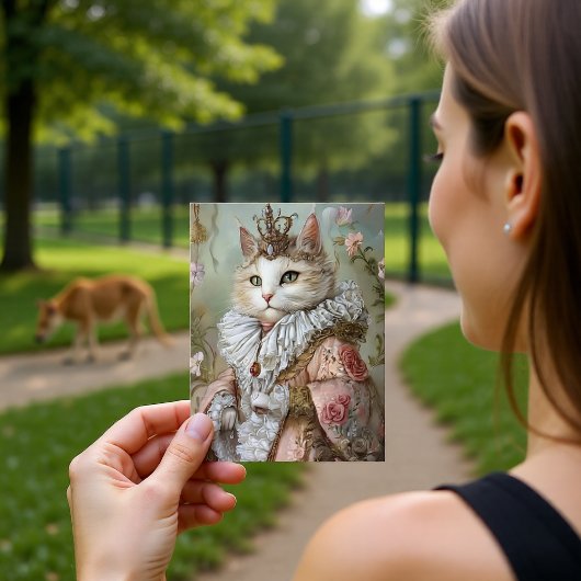 Baroque Cat Royal Portrait Queen Design Postkarte