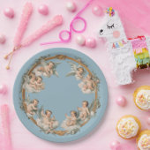 Baroque Cherub Blue Gold Kranz Papierplatte Pappteller (Party)