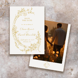 Baroque Chinoiserie Vintages Gold Wedding Foto Save The Date