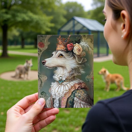 Baroque Dog Royal King Portrait Design Postkarte